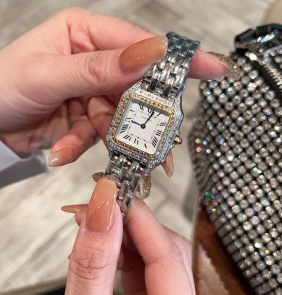 Cartier Panthere De 27*37MM Quartz Movement Stainless Steel Bracelet Square Women Watch